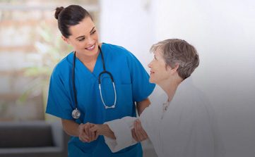 Medical Assistant with a female senior patient
